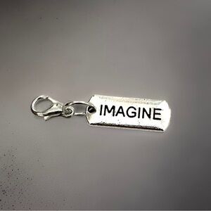 🔴 5 for $10 ONE IMAGINE Silver Tone Inspirational Word Charm Lobster Clasp
